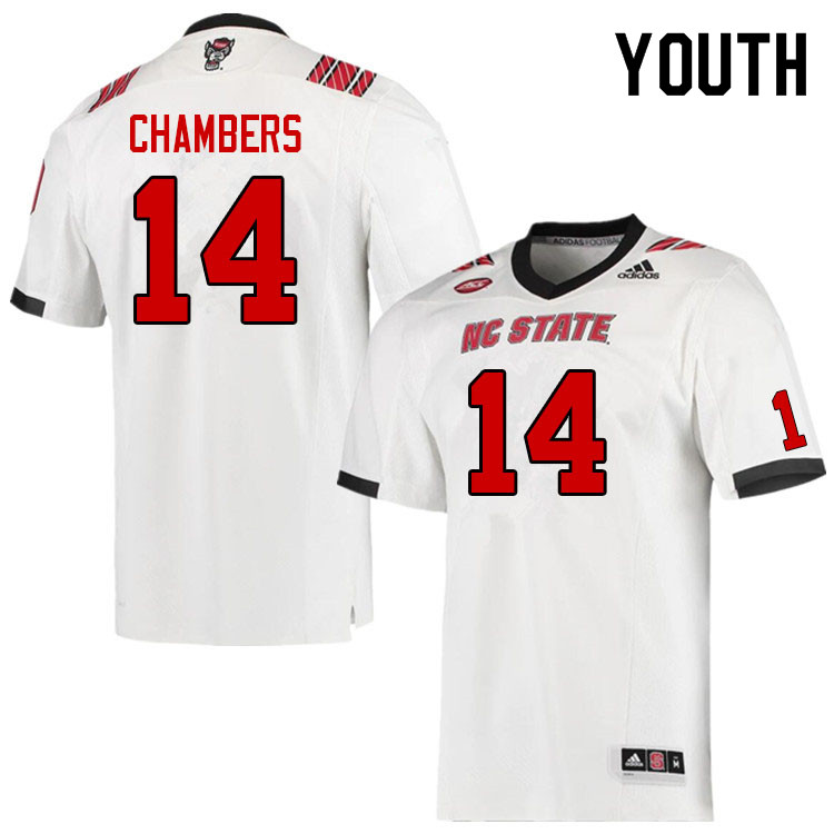 Youth #14 Jack Chambers NC State Wolfpack College Football Jerseys Sale-White - Click Image to Close